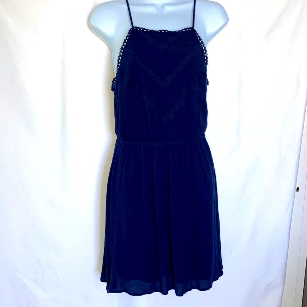 BLEUH CIEL Navy Boho Mini Dress